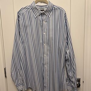 Johnston & Murphy Blue and White Striped Shirt